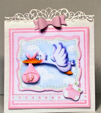 Baby Girl Special Delivery Stork 8x8 Decoupage Mini Kit by Kristina Norbat