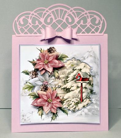 Birds in Winter 7x7 Card with Decoupage and Sentiment Tags by Kristina Norbat