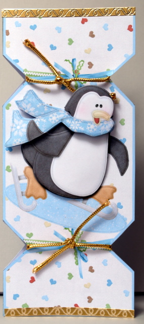 Skating Penguin Cracker Card by Kristina Norbat
