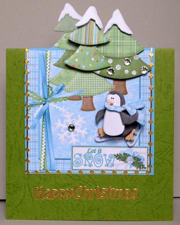 Let It Snow Over the Edge Trees and Penguin by Kristina Norbat