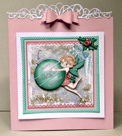 Fairy with Christmas Ornament Card Front by Kristina Norbat