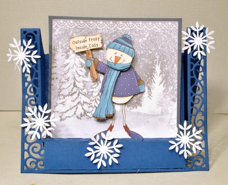 Long Leg Snowman 7x7 Card and Decoupage by Kristina Norbat