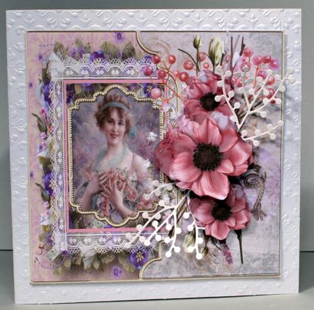 Beauty and Vintage Flowers 7x7 Card with Decoupage by Kristina Norbat