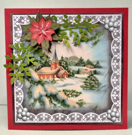 Vintage Christmas Church in the Snow by Kristina Norbat
