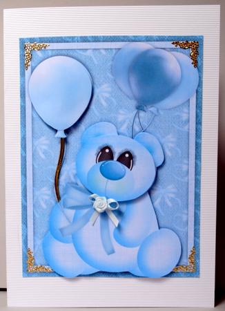 Blue Balloon Bear Decoupage by Kristina Norbat