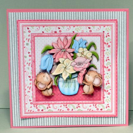 Little Mice Blooms 8x8 Decoupage Mini Kit Various Occasions by Kristina Norbat
