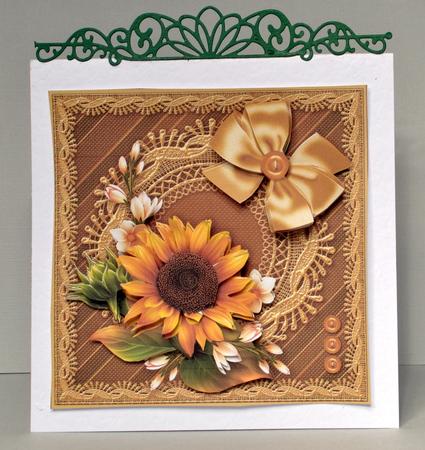 Sunflower on a Lace Frame 8in x 8in Decoupage Mini Kit by Kristina Norbat