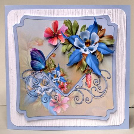 Butterfly and Flowers 7x7 Card with Decoupage by Kristina Norbat