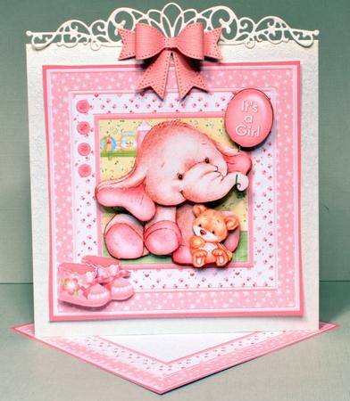 New Baby Girl Elephant 8x8 Decoupage Mini Kit Birthday Ages by Kristina Norbat