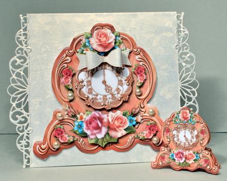 Vintage Clock with Roses Card Kit by Kristina Norbat