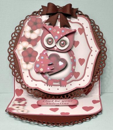 Valentine Owl - Shaped Easel Card Mini Kit by Kristina Norbat