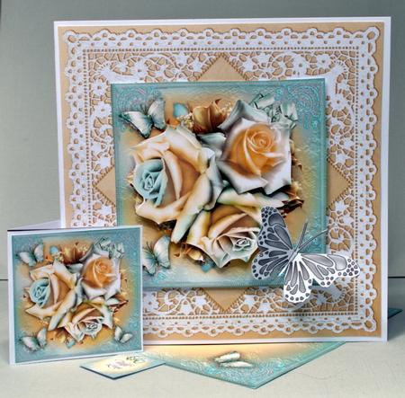Turquoise Yellow Roses Card Kit by Kristina Norbat