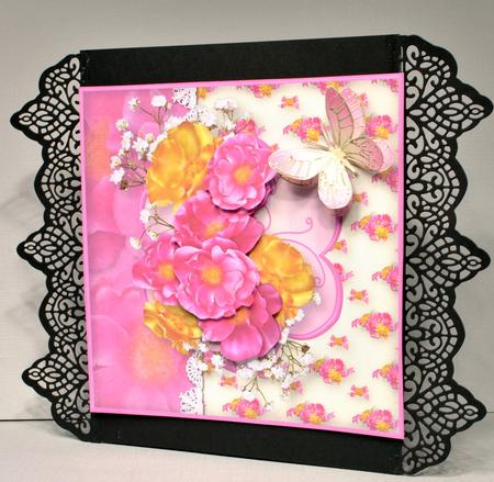 Blossoms and Lace Decoupage Card Front by Kristina Norbat