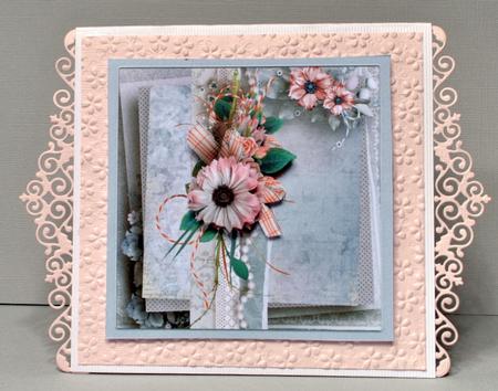 Pink Daisy 7.5 Card with Decoupage by Kristina Norbat