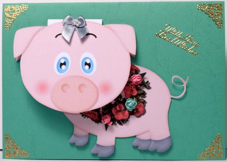 Pig Flip-up Card Kit by Kristina Norbat