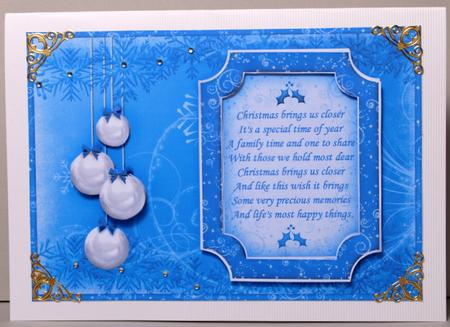 Elegant Christmas Baubles & Verse Blue Silver by Kristina Norbat