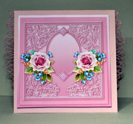 Lilac Roses with Metallic Corners Matching 8x8 Insert Plate by Kristina Norbat