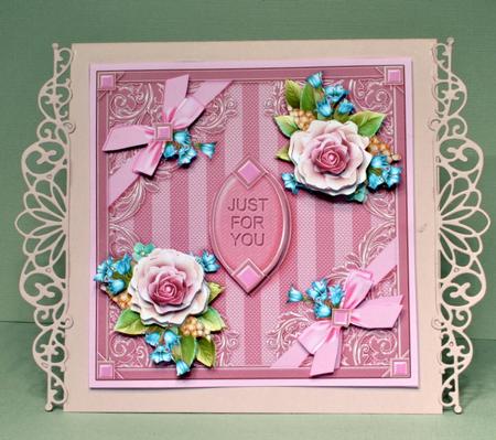 Lilac Roses with Metallic Corners 8x8 Decoupage Mini Kit by Kristina Norbat