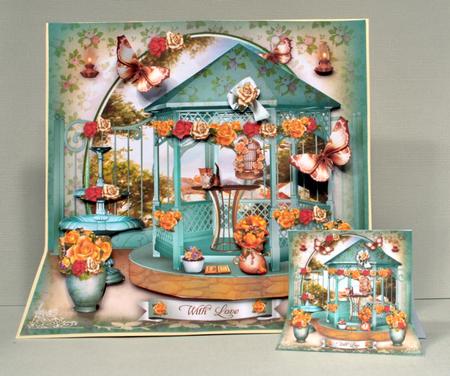 Garden with Turquoise Gazebo Card by Kristina Norbat