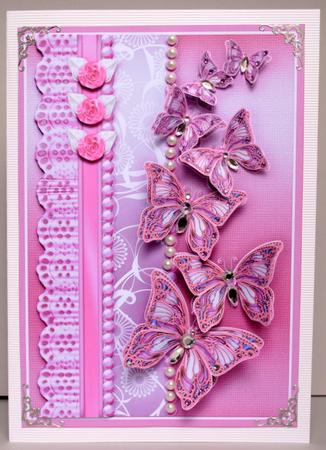 Pink Butterflies Pearls and Lace Decoupage by Kristina Norbat