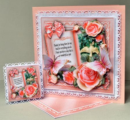 Pink Roses with Book Card Mini Kit by Kristina Norbat