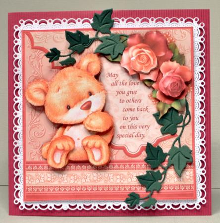 Bear with Roses & Verse 8x8 Decoupage Mini Kit by Kristina Norbat