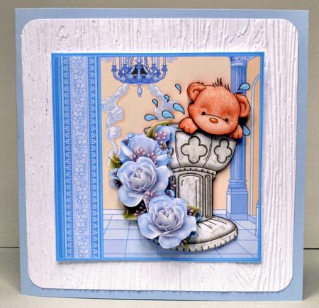 Baptism Bear Christening Day Boy Decoupage Mini Kit by Kristina Norbat