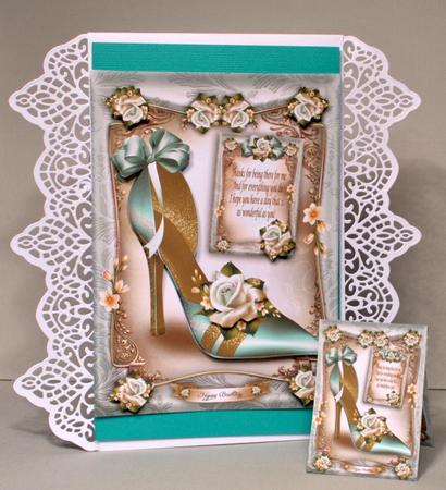 Soft Turquoise Shoes with Roses Card by Kristina Norbat