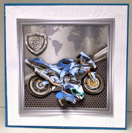 Blue Motorbike 8in x 8in Decoupage Mini Kit by Kristina Norbat