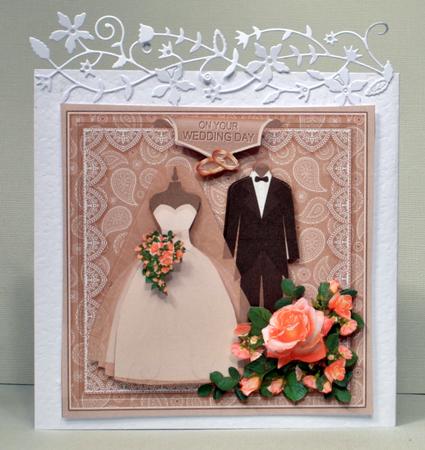 Wedding Attire with Coral Roses 8in x 8in Decoupage Mini Kit by Kristina Norbat