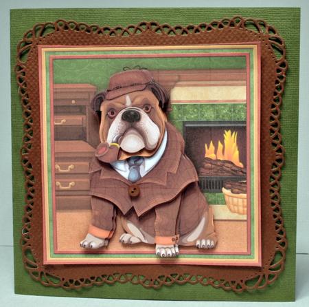 Wrinkly Old Detective Dog 8x8 Decoupage Mini Kit by Kristina Norbat