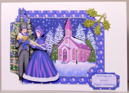 Vintage Christmas Carollers and Church Decoupage by Kristina Norbat