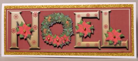 Poinsettia Wreath Noel Card Front with Decouapge by Kristina Norbat