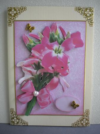 Spring Splendor Pink Floral Bouquet - Decoupage Card by Kristina Norbat