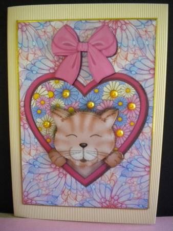 Kitten in Heart Quick Card by Kristina Norbat