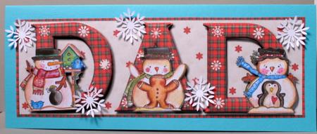 Tubby Painted Snowmen Dad Large Dl Card Front with Dec by Kristina Norbat