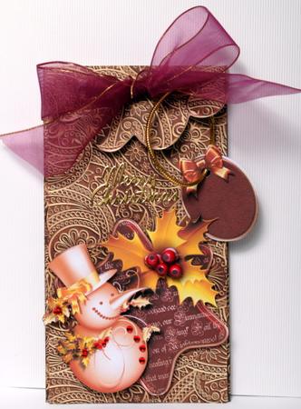 Burgundy Paisley Gift Envelope Christmas Decoupage by Kristina Norbat