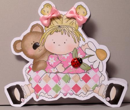 Sweet Little Girl with Her Teddy Holding a Daisy by Kristina Norbat