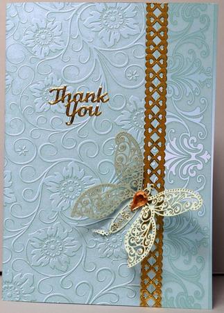 Eau De Nil Embossed Floral with Border Background by Kristina Norbat