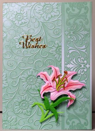 Pale Green Embossed Floral with Border Background by Kristina Norbat