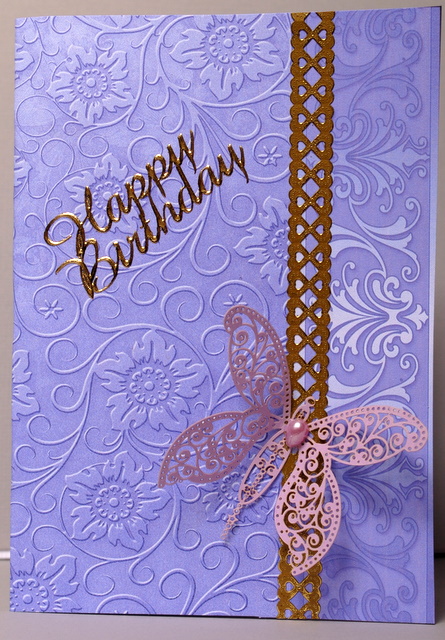 Orchid Pink Embossed Floral with Border Background by Kristina Norbat