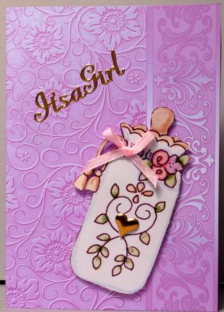 Pale Pink Embossed Floral with Border Background by Kristina Norbat