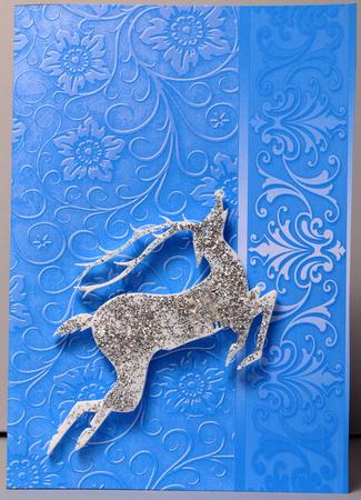 Blue Embossed Floral with Border Background by Kristina Norbat