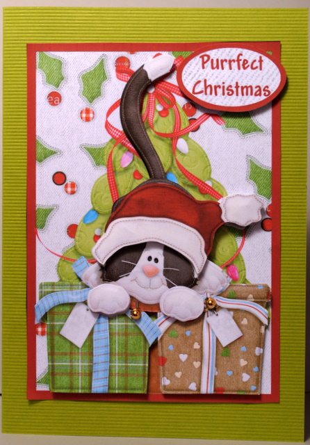 Purrfect Christmas! Decoupage Card by Kristina Norbat