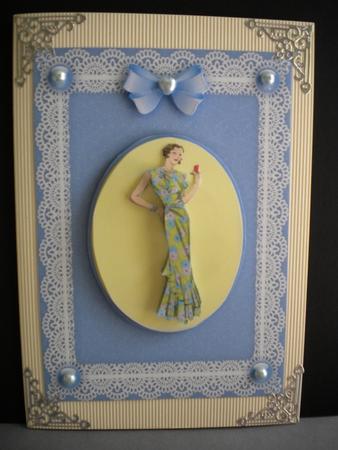 Art Deco Lady 'n Lace 2 Step by Step Card Front by Kristina Norbat