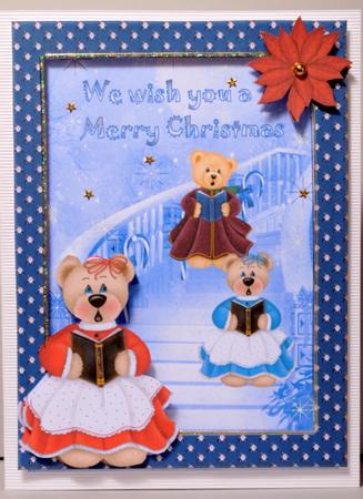 Teddy Carol Singers Frame Card by Kristina Norbat