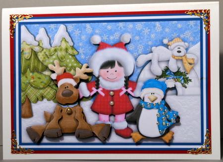 Eskimo Girl and Deer Friends Christmas Topper Decoupage by Kristina Norbat