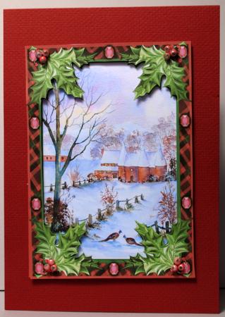 Oast Houses in Snow with Tartan Frame by Kristina Norbat