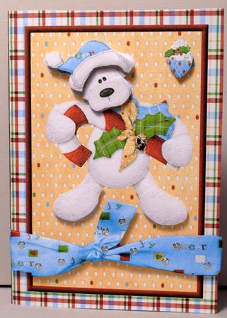Christmas Wishes Bear Cut & Fold Card by Kristina Norbat