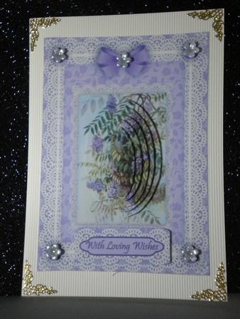 Wisteria 'n Lace Pyramid Card Front by Kristina Norbat